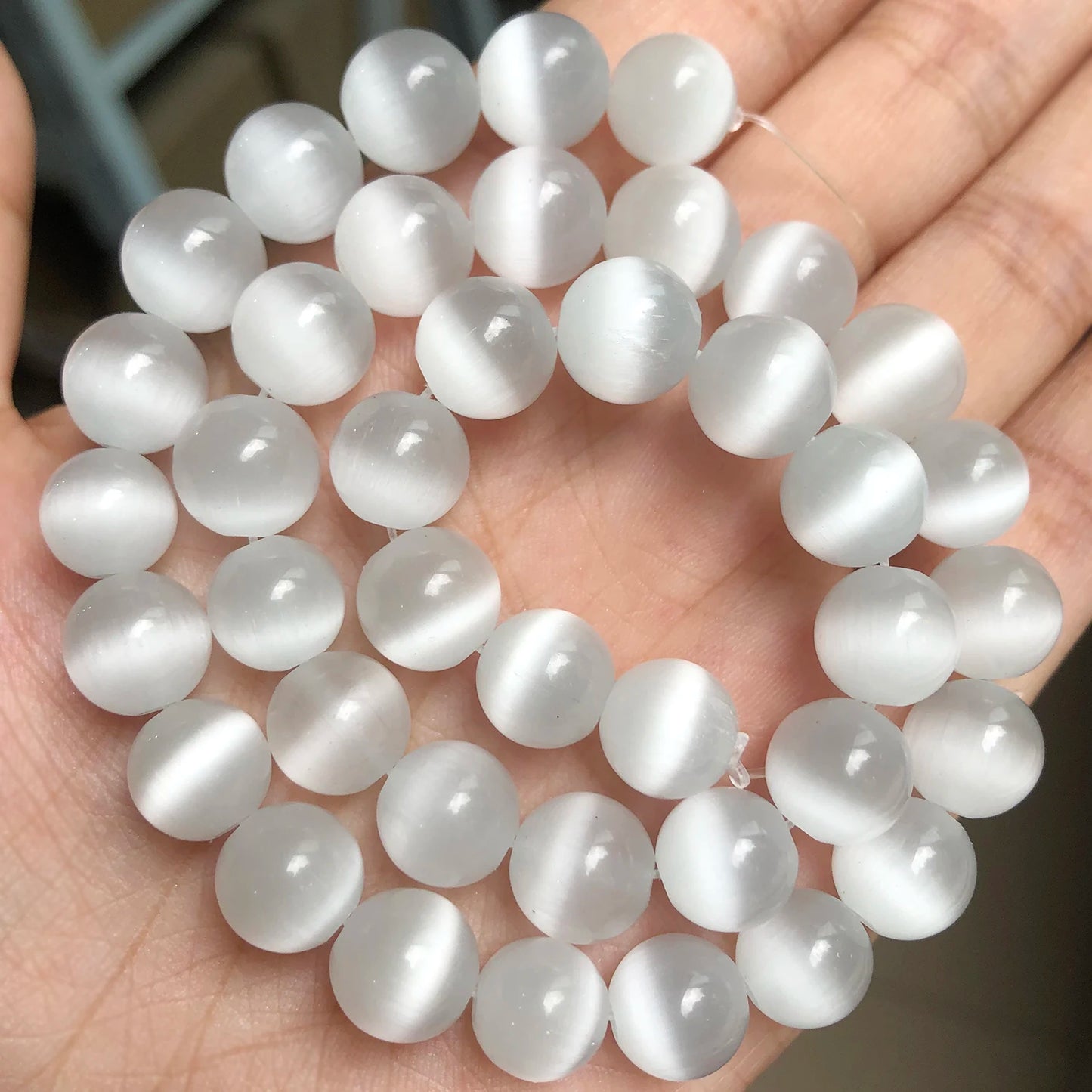4/6/8/10/12mm Pink Color Cat Eye Opal Beads Natural Stone Glass Loose Beads for Jewelry Making DIY Bracelets Accessories 15''