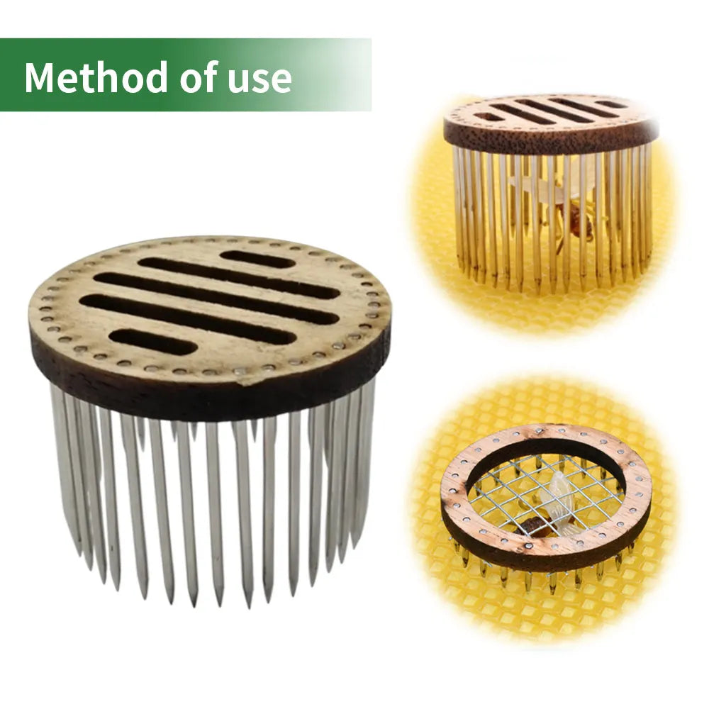 Wooden Queen Bee Cage Stainless Steel Needle Type Catcher Isolation Room Beekeeping Equipments Beekeeper Supplies