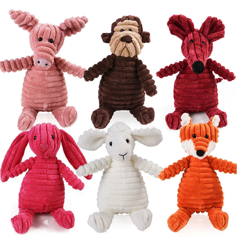 Squeaky Plush Chew Toy for Dogs, Animal Shapes