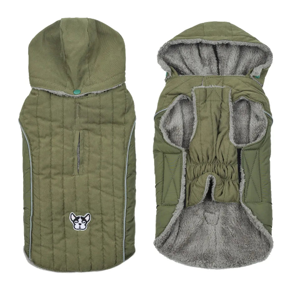 Reflective Quilted Dog Winter Jacket - Thick Fleece Coat with Belly Strap - photo 7