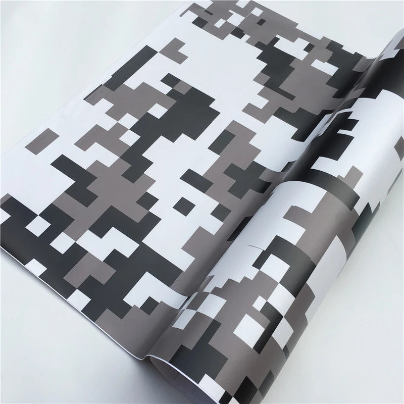 Arctic Snow Black Camo Vinyl Car Wrap Film Camouflage Vinyl Wrapping Sticker Console Computer Laptop Scooter Motorcycle