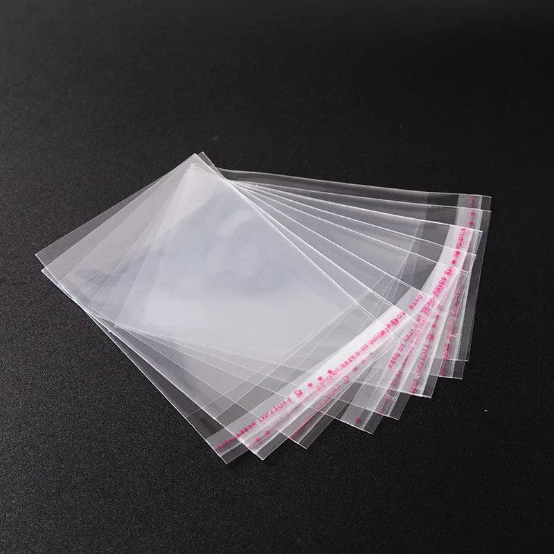 TETP 100PCS Clear Self-Adhesive OPP Bags – Resealable Cellophane Storage for Food, Candy & Gift Packaging