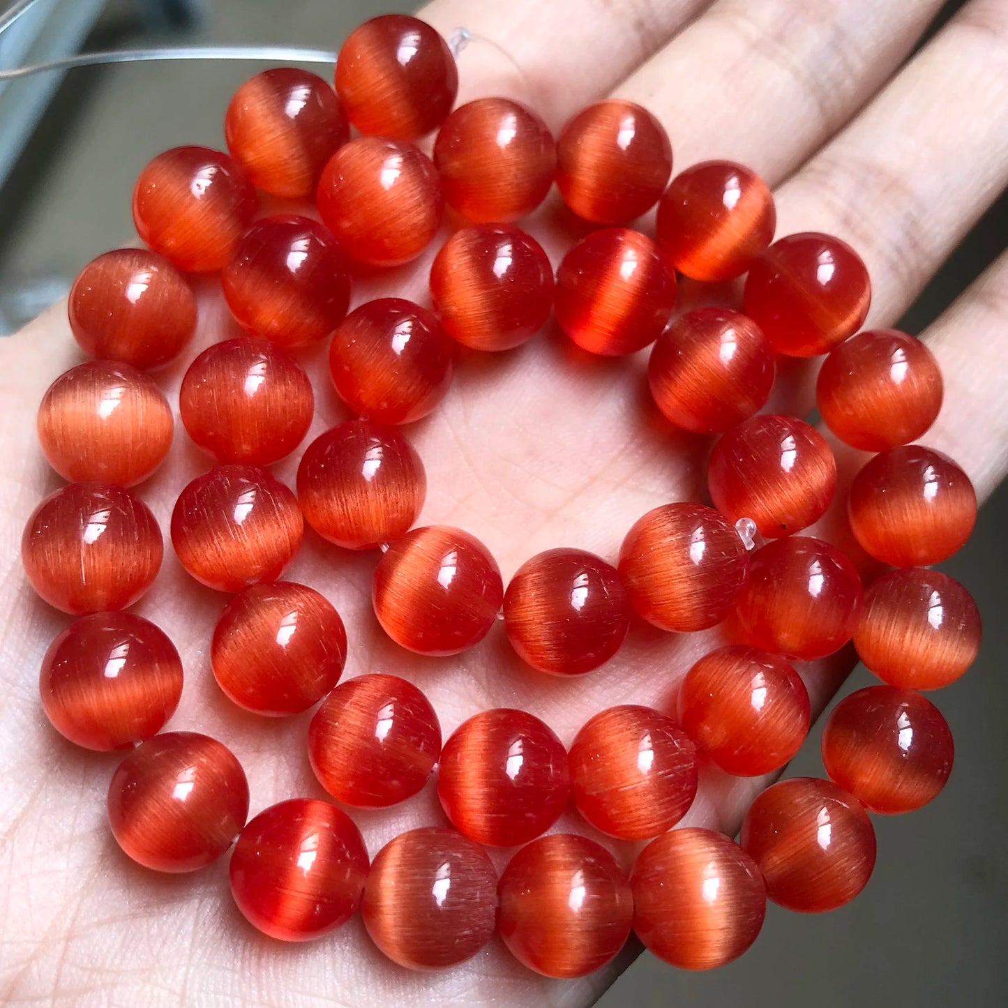 4/6/8/10/12mm Pink Color Cat Eye Opal Beads Natural Stone Glass Loose Beads for Jewelry Making DIY Bracelets Accessories 15''