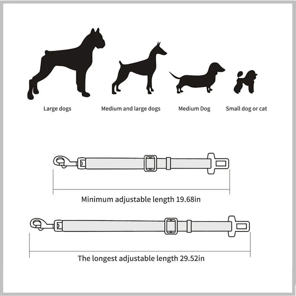 Dog Car Seat Belt Safety Protector – Adjustable Pet Travel Harness Leash & Collar Clip | Universal Fit
