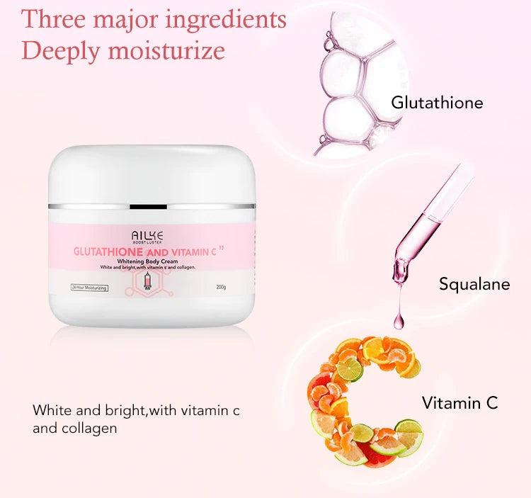 AILKE Glutathione & Vitamin C Brightening Skincare Kit – Whitening Body Lotion, Cream, Serum, Soap & Spa Oil Set
