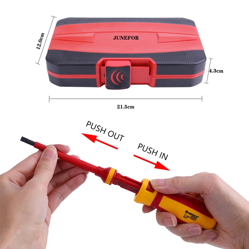 13pcs 1000V VDE Insulated Screwdriver Electrician Repair Tool Kit Magnetic Screw Driver Slotted Phillips Pozidriv Torx Cr-V Bits