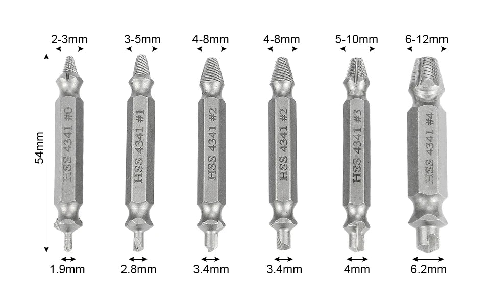 NINDEJIN 4/5/6pcs Damaged Screw Extractor Drill Bit Extractor Drill Set Broken Speed Out Bolt Extractor Bolt Stud Remover Tool
