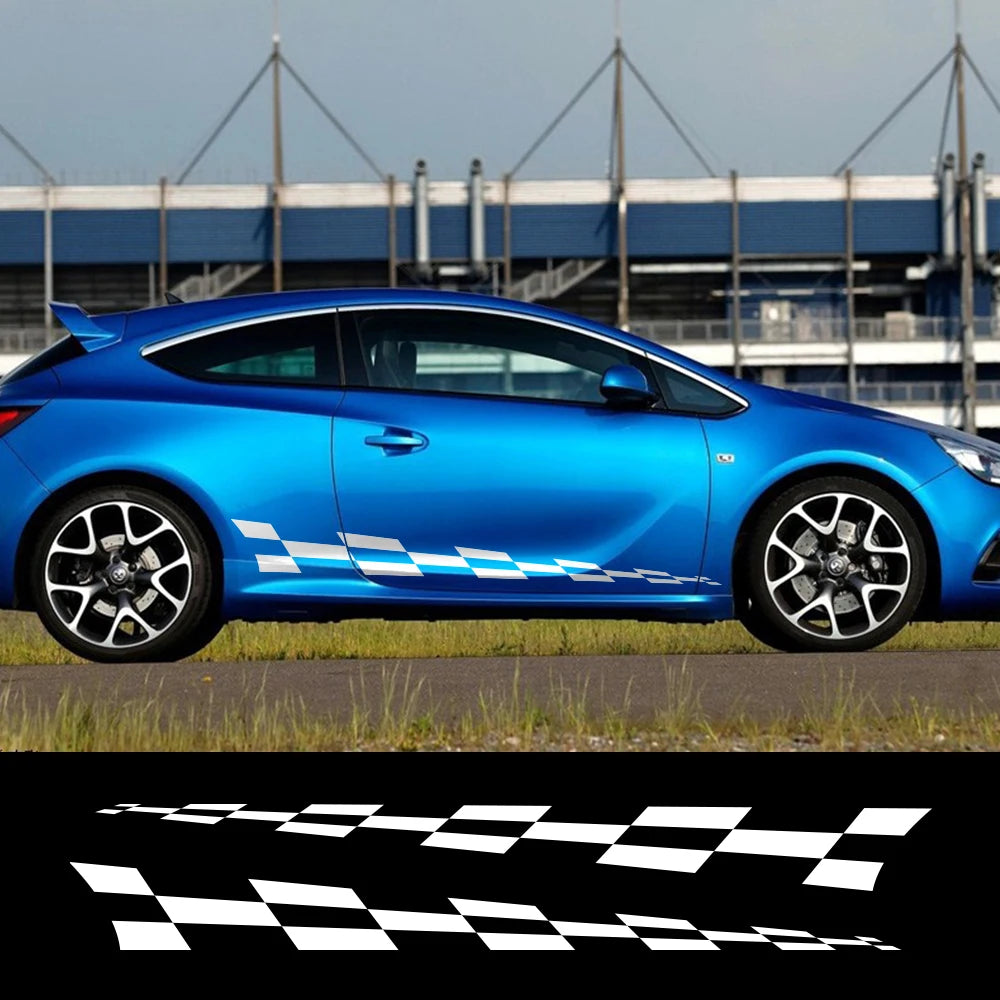 2PCS Car Vinyl Side Stripe Decal – Racing Sport Graphics Compatible with Vauxhall Adam, Astra, Viva, Corsa