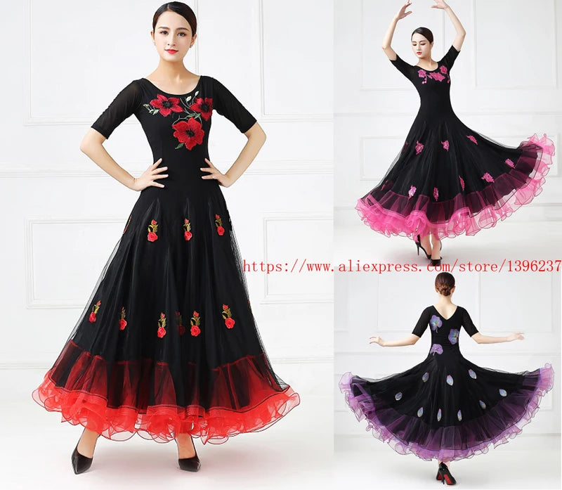 Women's elegant waltz and tango ballroom dress