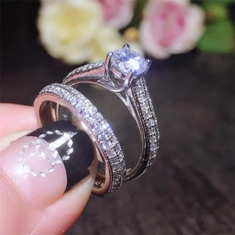 Cubic Zirconia White Gold Ring for Women - Bridal & Wedding