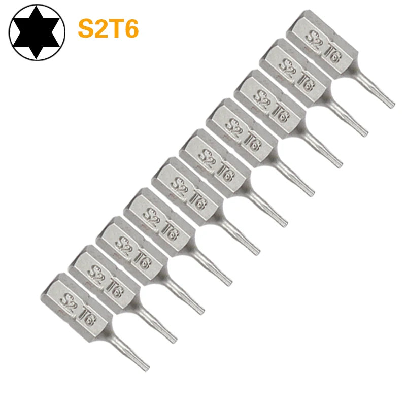 Torx Screwdriver Bit Set T6–T40 — S2 Steel 1/4" Hex Shank for Power Tools