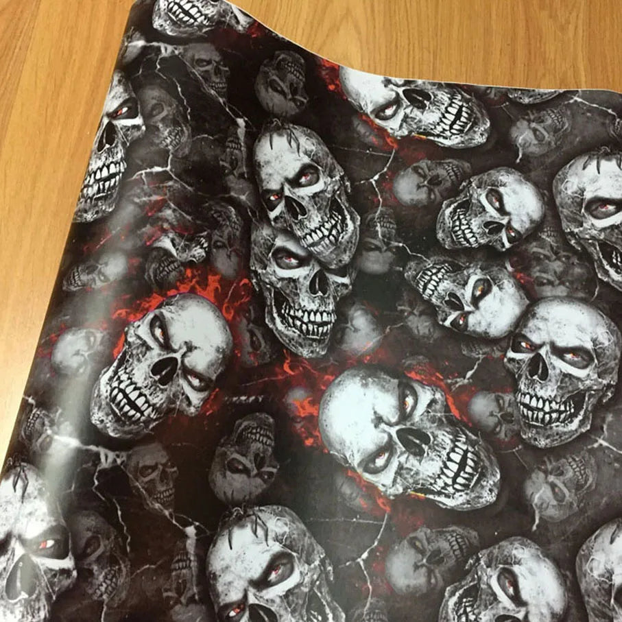 Skull Graffiti Stickerbomb Car Wrap — Vinyl Film, Air-Release