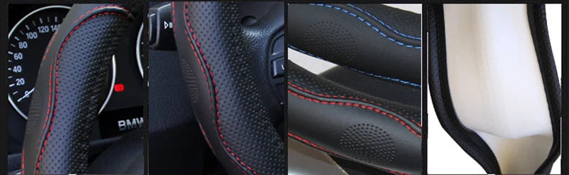Car Truck PU Leather Embossed Steering Wheel Cover Steering-Wheel For Auto Diameters 36 38 40 42 45 47 50CM 7 Sizes to Choose