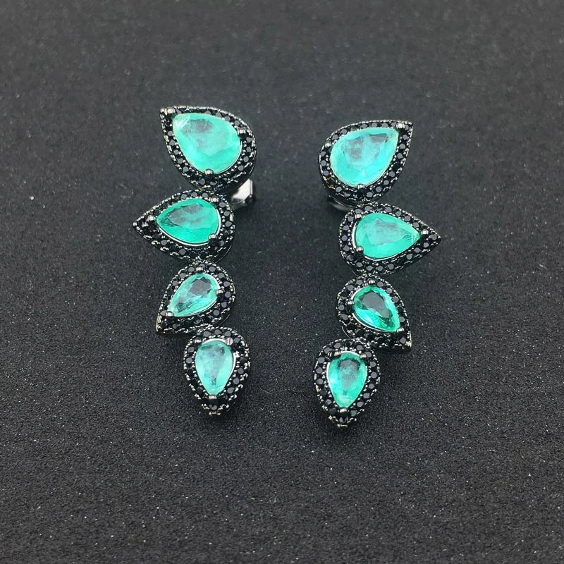 FFGems New Created Emerald Earrings Synthetic Gemstone Fine Jewelry For Women Lady Engagement Wedding Party Gift With Box