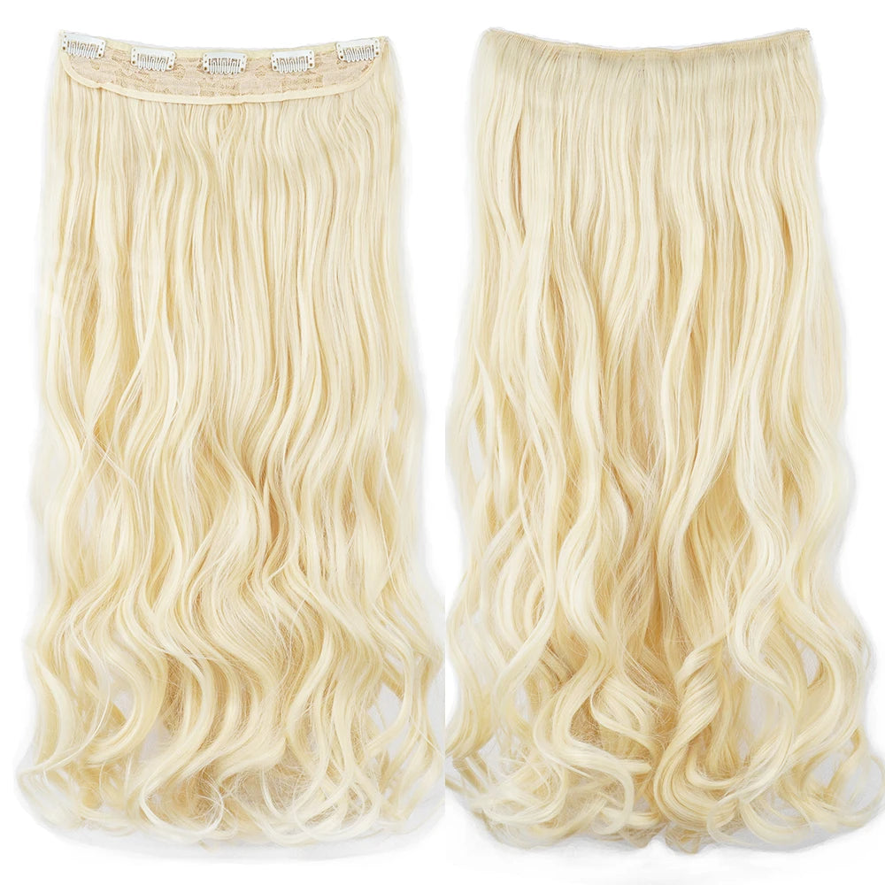 Soowee 24'' 28'' Synthetic Hair Charms Clip In Hair Extensions Dirty Blonde Fake Brown Curly Hair Pieces for Women