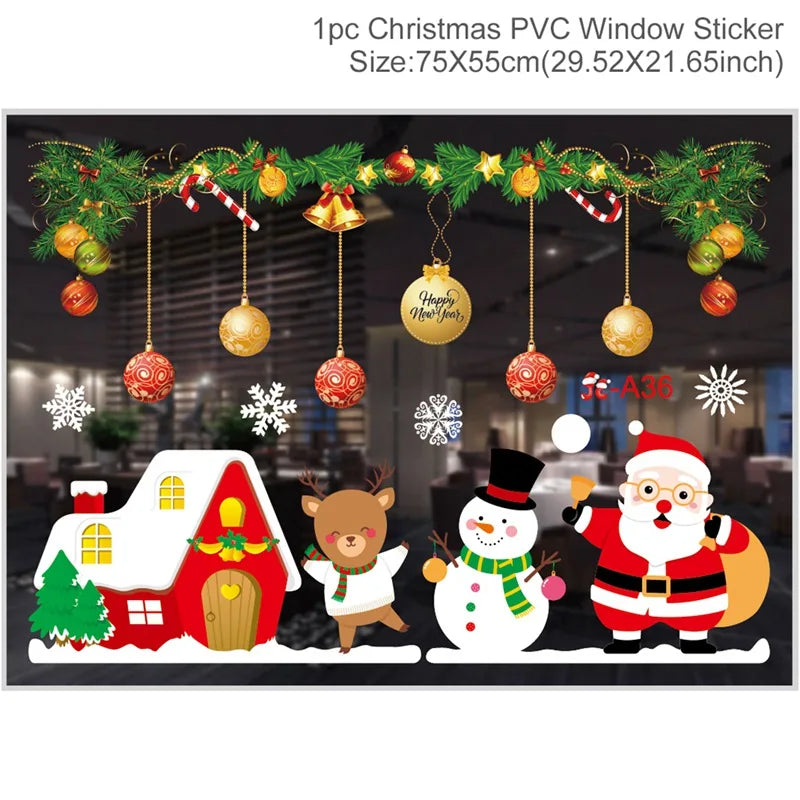 Christmas Wall Window Stickers Marry Christmas Decoration For Home 2026 Christmas Ornaments Xmas Navidad Gift New Year 2026