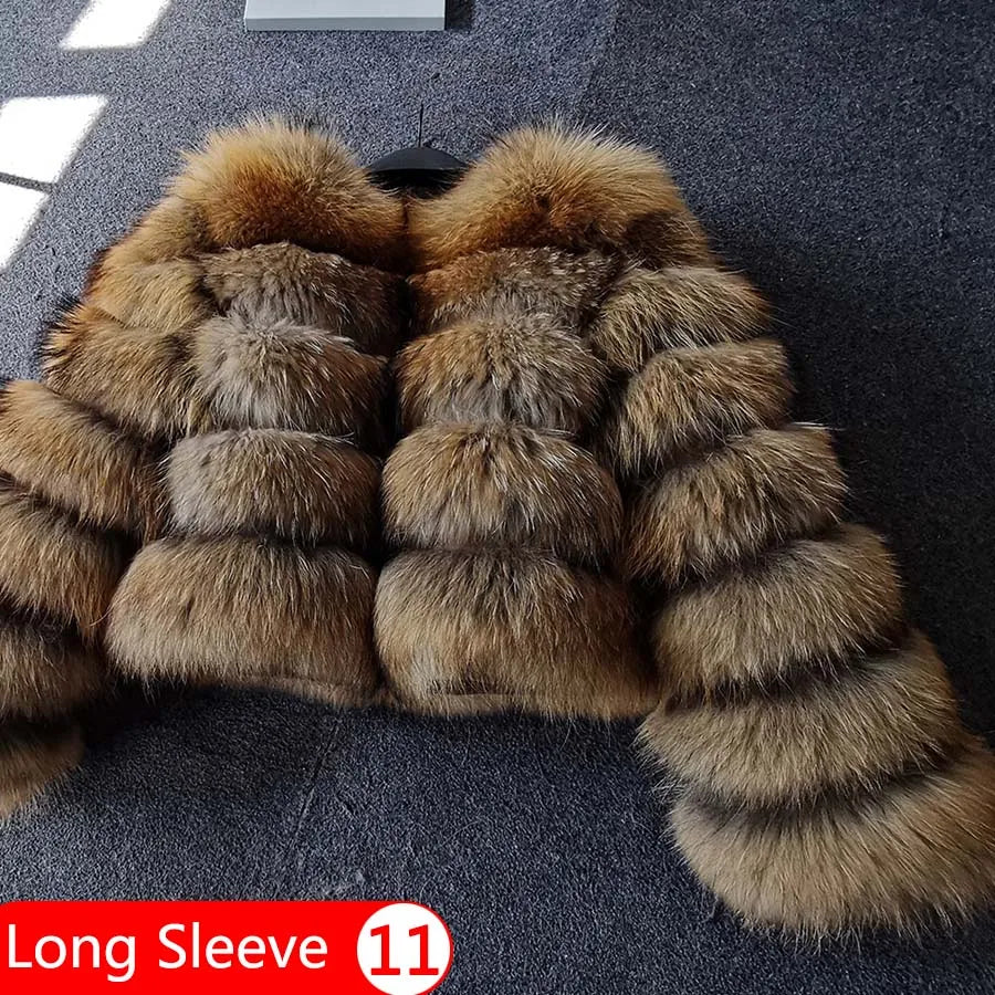 Women's Fox Fur Coat with Detachable Sleeves