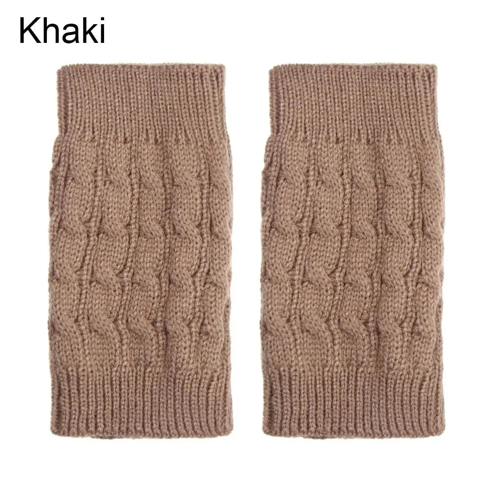 Women's Short Knit Leg Warmers - Boot Cuffs in Grey & Khaki - photo 25