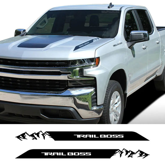 Hood Side Vinyl Graphics Decals, Mountain Style — Chevrolet Silverado