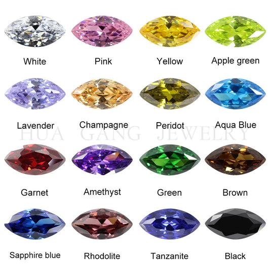 5A Marquise Shape Cubic Zirconia Stone Multicolor Brilliant Cut Loose CZ Synthetic Gems Beads For Jewelry