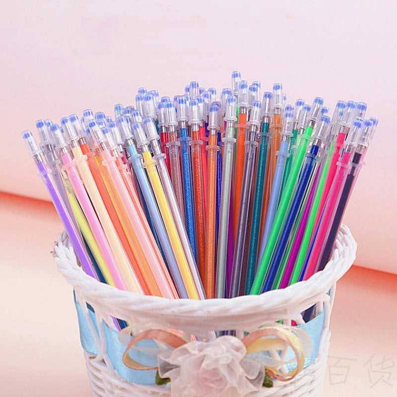 0.8mm 100 Colors Ballpoint Pen Fluorescent Refills Color Flash Pen Smooth Ink Painting Graffiti Pens Student Stationery 04116