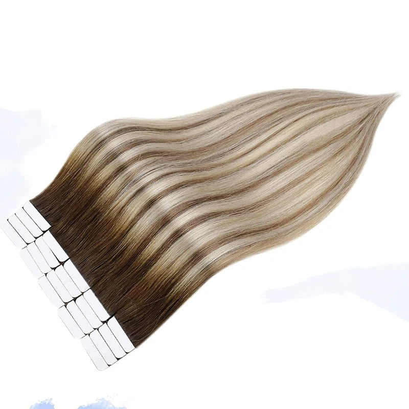 [Last 12 Months] Ugeat Tape in Hair Extensions Virgin Hair 100% Real Human Hair 10A Grade Hair Extensions Tape Ins Pure Color