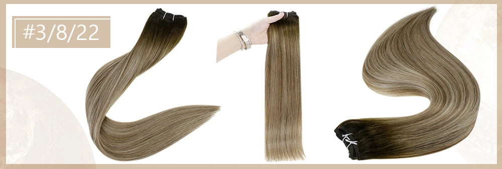 Full Shine Hair Bundles 100% Human Hair Weft Extensions Ombre Blonde Color100g Sew In Silky Straight Remy Skin Double Weft