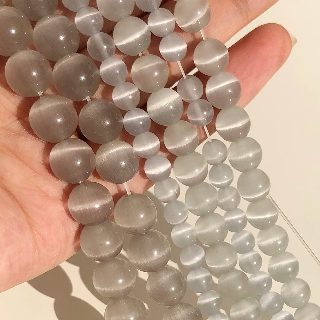 4/6/8/10/12mm Pink Color Cat Eye Opal Beads Natural Stone Glass Loose Beads for Jewelry Making DIY Bracelets Accessories 15''