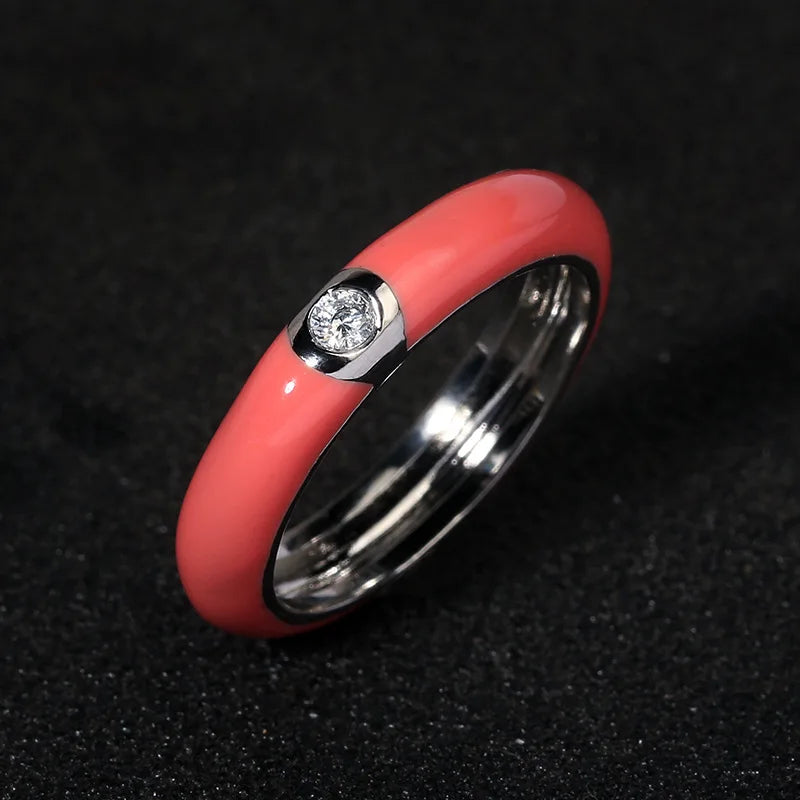 925 Silver Retro Enamel Flower Ring for Women - Adjustable