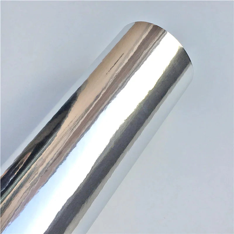 Glossy Silver Mirror Chrome Vinyl Film Wrap Car Wraps Foil Car Sticker Bubble Free