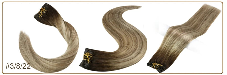 Full Shine Seamless Clip in Hair Extensions Remy Human Hair 8Pcs 120g & 80g Clip In Hair Extensions Human Hair Blonde Skin Weft
