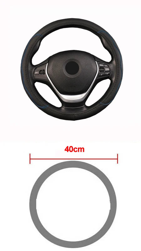 Car Truck PU Leather Embossed Steering Wheel Cover Steering-Wheel For Auto Diameters 36 38 40 42 45 47 50CM 7 Sizes to Choose