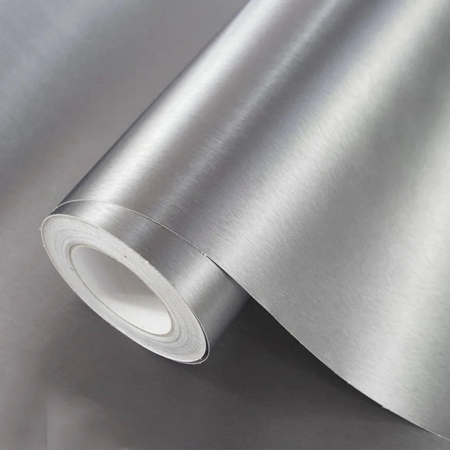 50cmx500cm Silver Brushed Aluminum Vinyl Wrap With Air Release Bubble Free Car Motorbike Sticker Wrapping