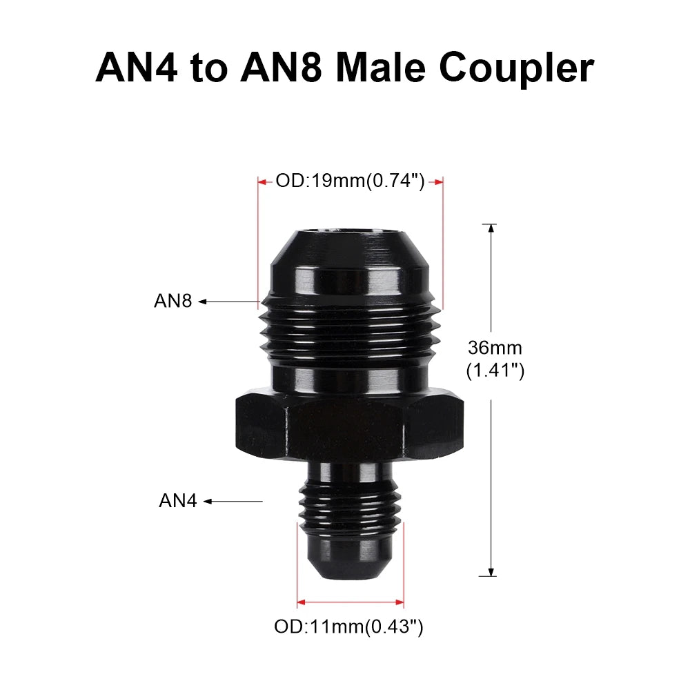 Oil Fuel Hose End Adapter an Straight AN Male To AN Male Coupler AN4 AN6 AN8 AN10 Fittings Aluminum Male Flare AN8 Fitting