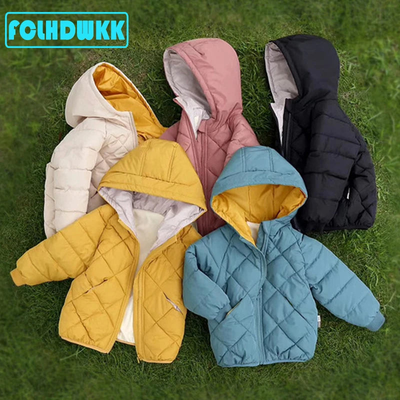 Kids Padded Winter Jacket - Velvet-Lined Warm Coat for Boys and Girls