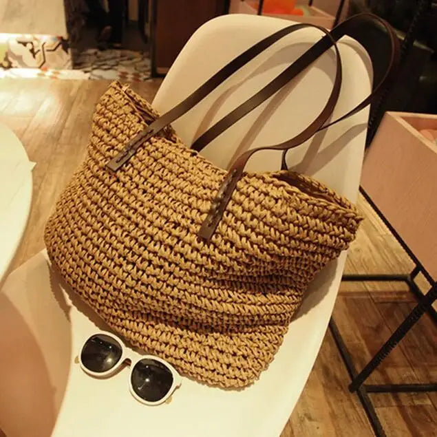 Women's Rattan Straw Beach Tote - Handwoven Large Summer Bag - photo 12