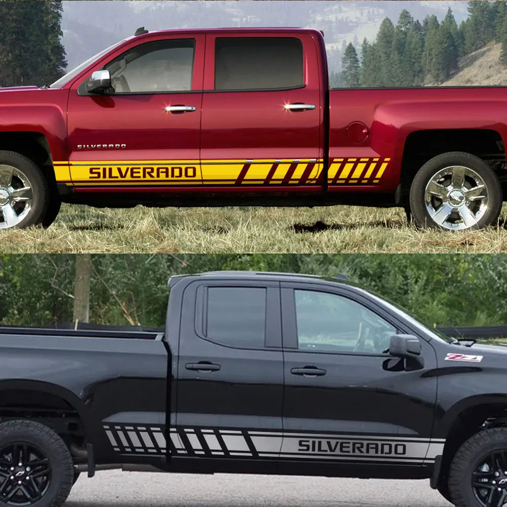 Pickup Door Side Stickers For Chevrolet Silverado 1500 LT LTZ WT Trail Boss RST Truck Stripes Decal Decor Cover Auto Accessories