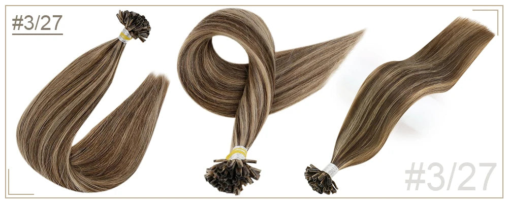Full Shine U Tip Hair Extensions Fusion Hair Balayage Color 40-50g Keratin Glue Beads Prebonded Human Hair Extensiones