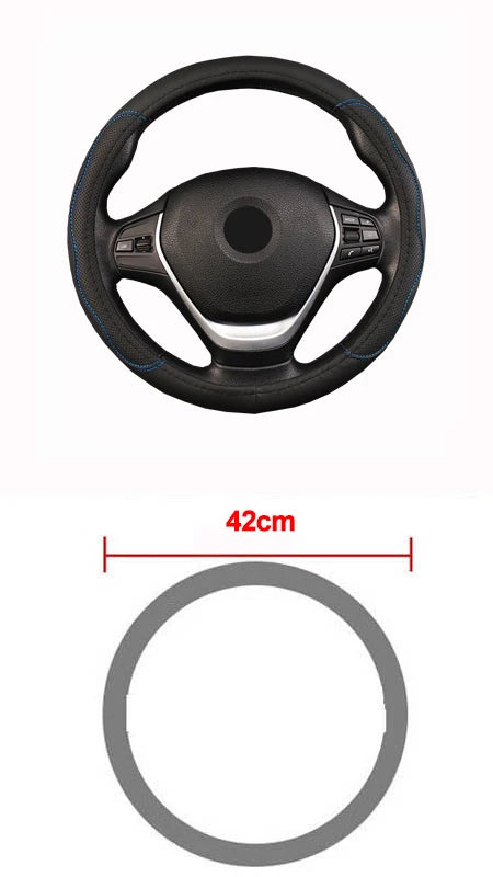Car Truck PU Leather Embossed Steering Wheel Cover Steering-Wheel For Auto Diameters 36 38 40 42 45 47 50CM 7 Sizes to Choose