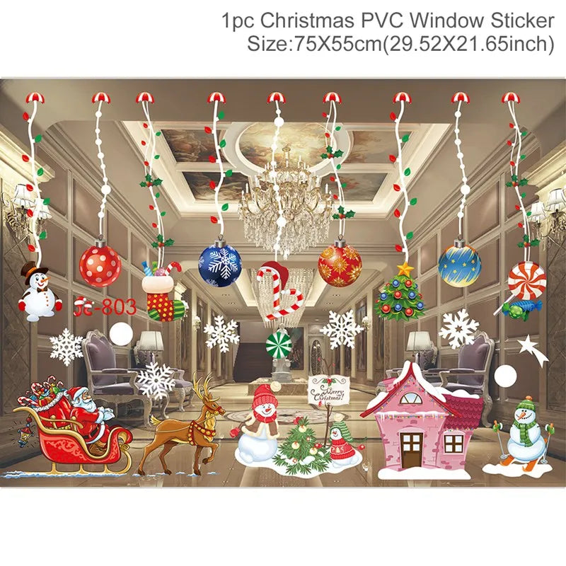 Christmas Wall Window Stickers Marry Christmas Decoration For Home 2026 Christmas Ornaments Xmas Navidad Gift New Year 2026