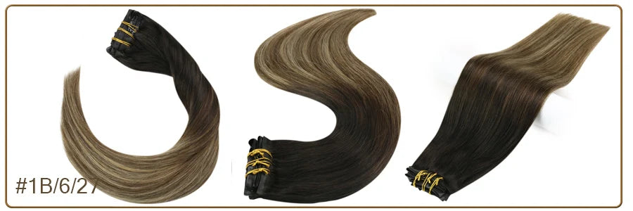 Full Shine Seamless Clip in Hair Extensions Remy Human Hair 8Pcs 120g & 80g Clip In Hair Extensions Human Hair Blonde Skin Weft