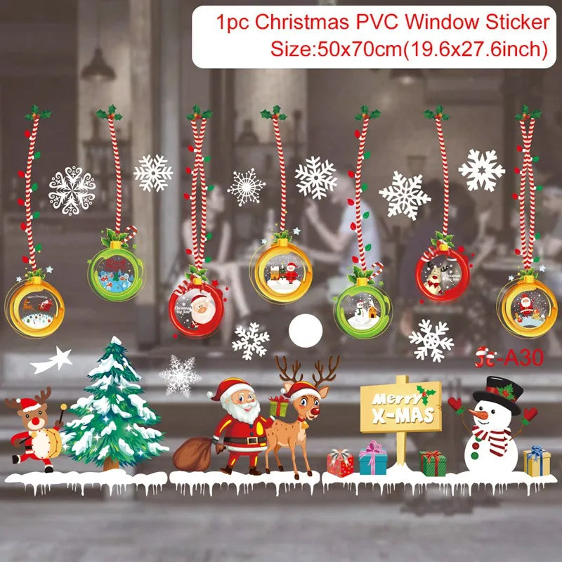 Christmas Wall Window Stickers Marry Christmas Decoration For Home 2026 Christmas Ornaments Xmas Navidad Gift New Year 2026