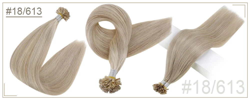 Full Shine U Tip Hair Extensions Fusion Hair Balayage Color 40-50g Keratin Glue Beads Prebonded Human Hair Extensiones