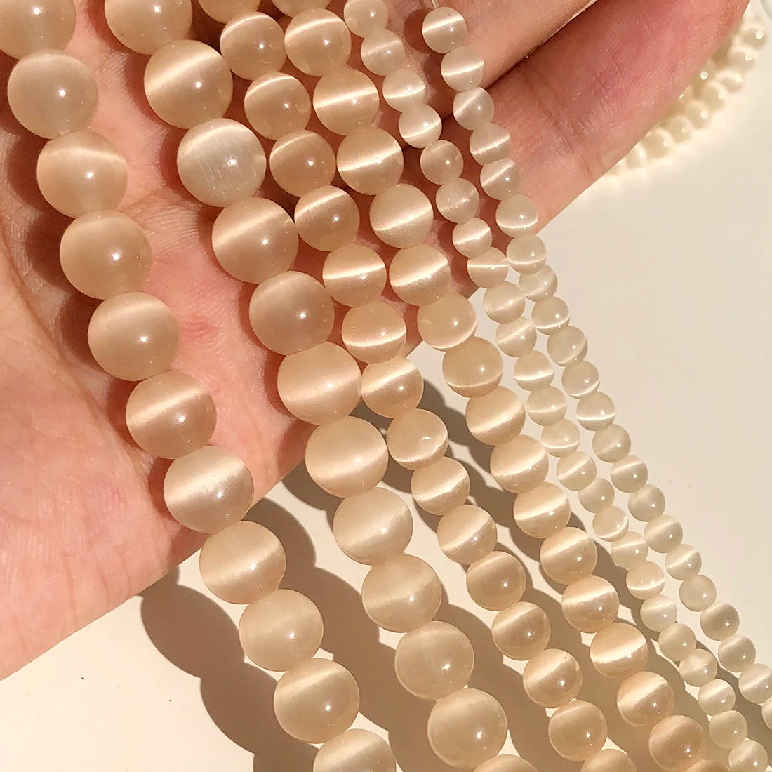 4/6/8/10/12mm Pink Color Cat Eye Opal Beads Natural Stone Glass Loose Beads for Jewelry Making DIY Bracelets Accessories 15''