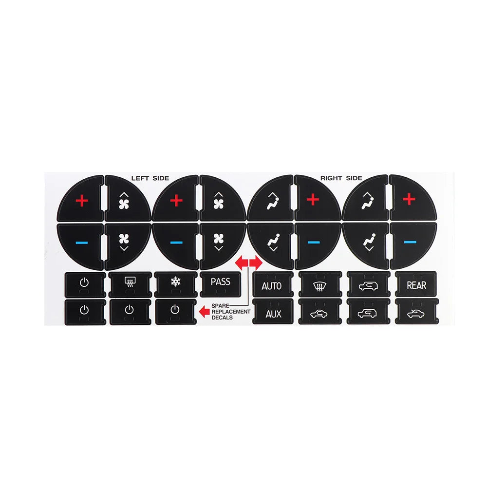 Climate Control AC Button Repair Stickers — Chevrolet Tahoe, Suburban, Avalanche, Silverado & GMC Yukon