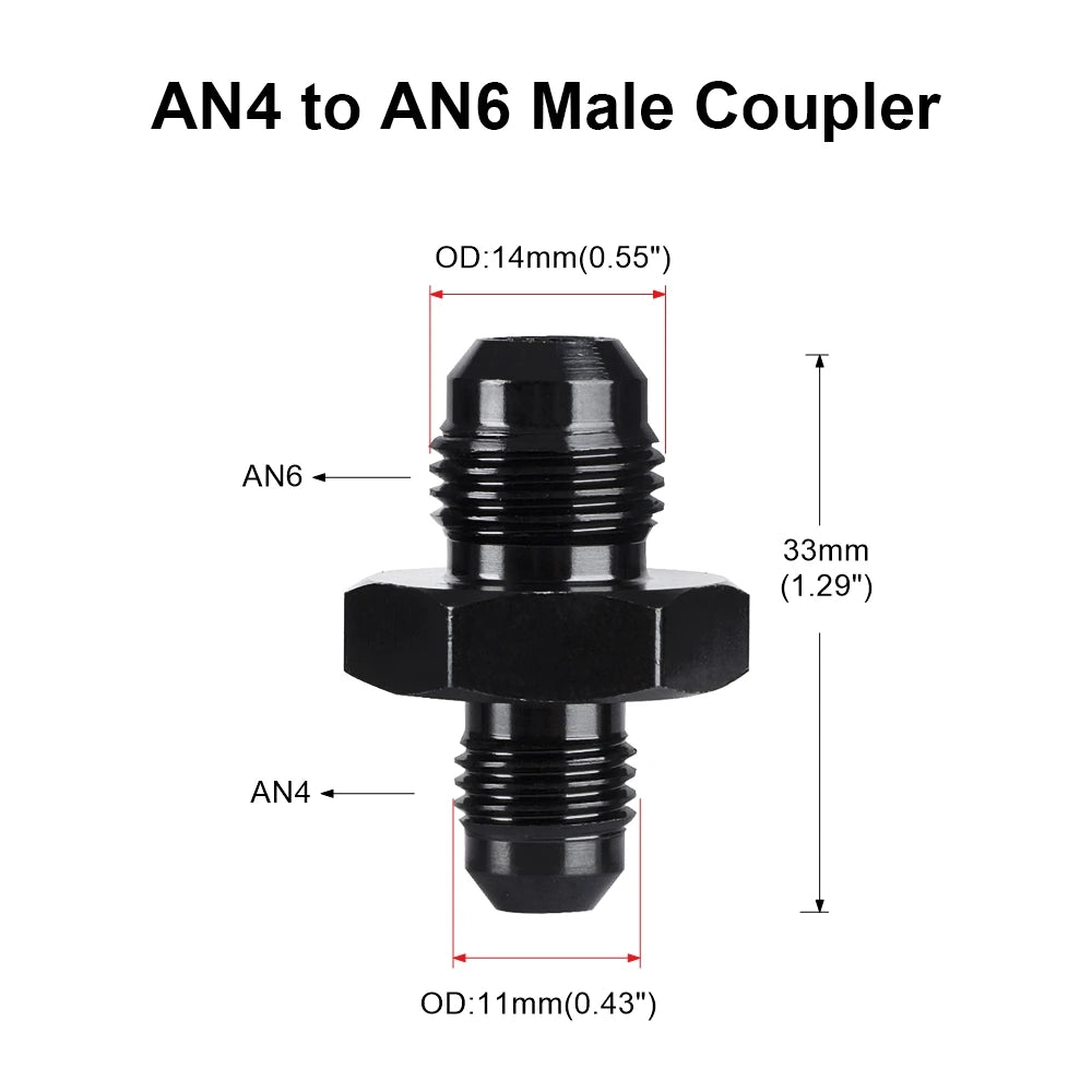 Oil Fuel Hose End Adapter an Straight AN Male To AN Male Coupler AN4 AN6 AN8 AN10 Fittings Aluminum Male Flare AN8 Fitting