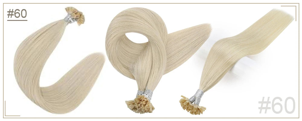 Full Shine U Tip Hair Extensions Fusion Hair Balayage Color 40-50g Keratin Glue Beads Prebonded Human Hair Extensiones