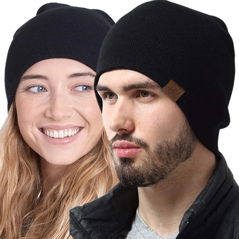Fleece-Lined Knit Beanie, Unisex Winter Hat