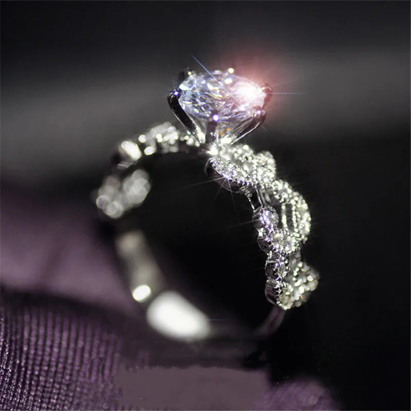 Cubic Zirconia White Gold Ring for Women - Bridal & Wedding