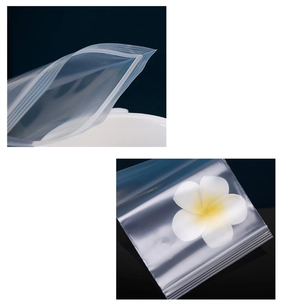 StoBag 100pcs Transparent Small Zippered Plastic Bag Reclosable Thick Clear Jewelry Gift Food Pouch Custom Print Logo(Extra Fee)